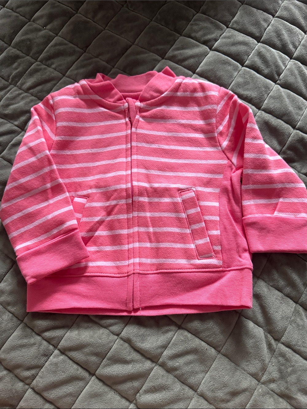 Hanes Pink & Light Pink Striped Zip-Up Hoodie